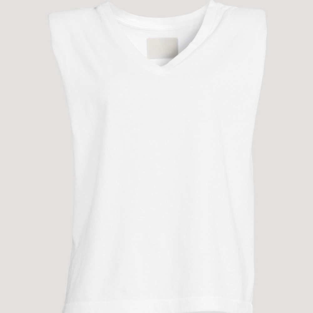 CITIZENS OF HUMANITY ZOSIA PADDED SHOULDER V-NECK TOP T-Shirt Size XL White - Picture 11 of 11